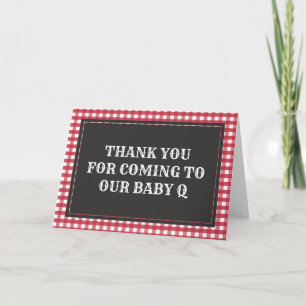 Carte Remerciements pour Baby Q à carreaux rouges pour l