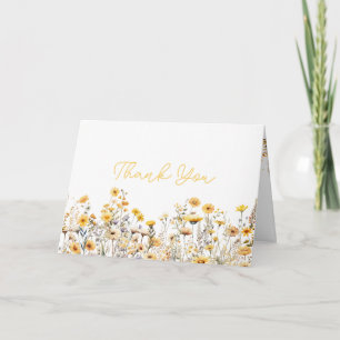Carte Remerciements pour Baby Shower Bohème Fleur Jaune 