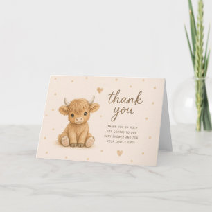 Carte Remerciements pour Baby Shower de Vache des Highla