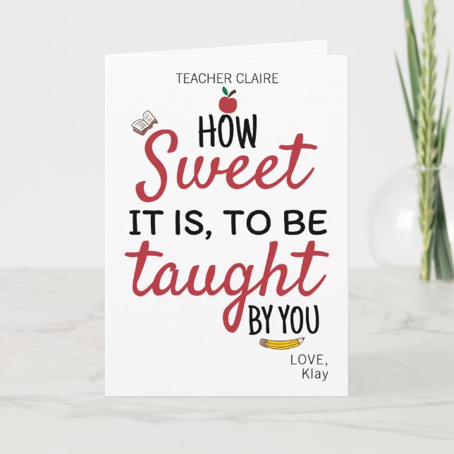 Carte Remerciements pour un Professeur École CUSTOM Comm (Devant)