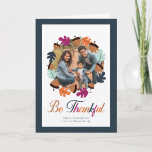 Carte Remerciements Thanksgiving Fall Colours Wreath Pho