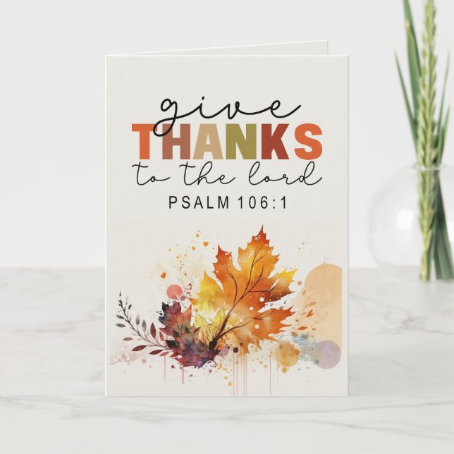 Carte Remerciez le Seigneur Thanksgiving Bible Verse (Devant)