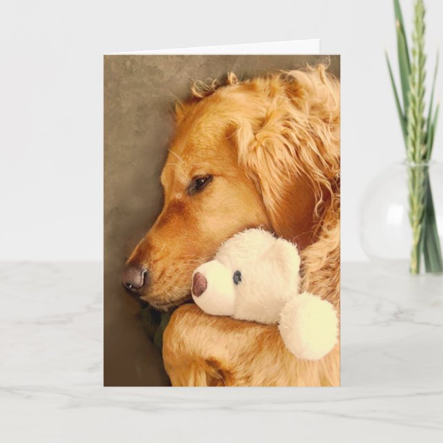 Carte Remettez-vous Cute Triste Chien Retriever Doré Ani (Devant)