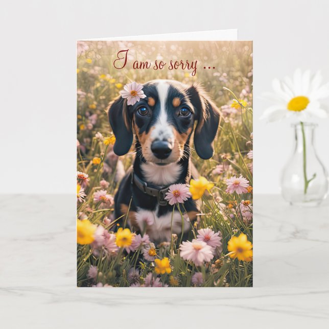Carte Remettez-vous Remettez-vous Mignon chiot teckel  (Petite plante)