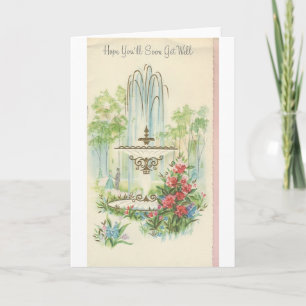 Carte "Remettez-vous" Vintage avec fontaine
