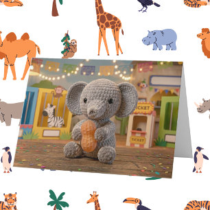 Carte Remettez-vous vite   Éléphant de zoo et page à col