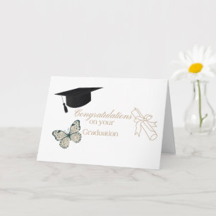 Carte Remise de diplôme personnalisée avec papillons et