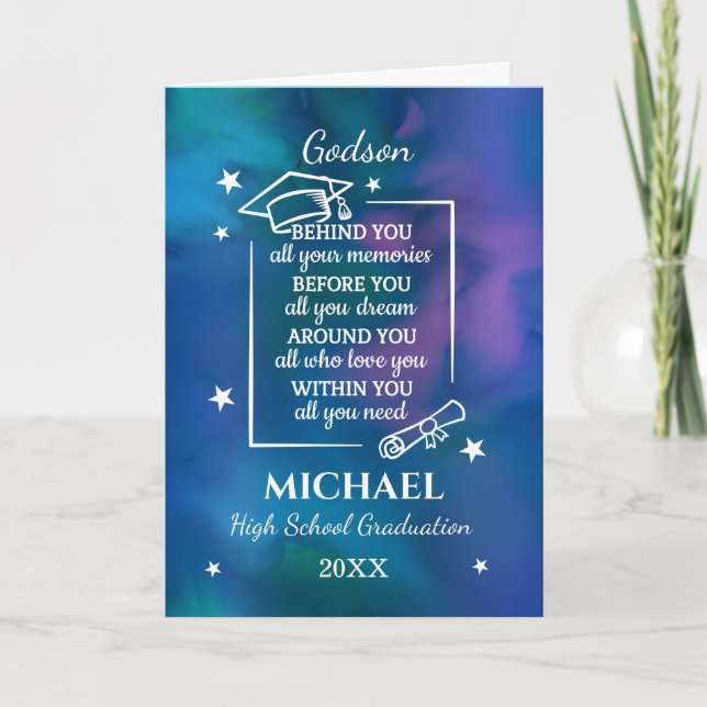 Carte Remise des diplômes au lycée du filleul Nom Année (Devant)