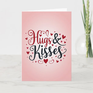 Carte remplie d'amour avec câlins et bisous