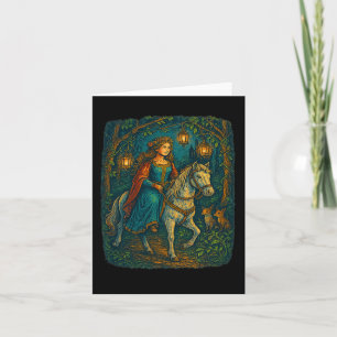 Carte Ren Faire Médiévale Dame Équitation À Enchan