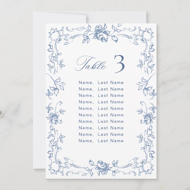 Carte Renaissance Ornate Dusty Blue Seating Chart (Devant)