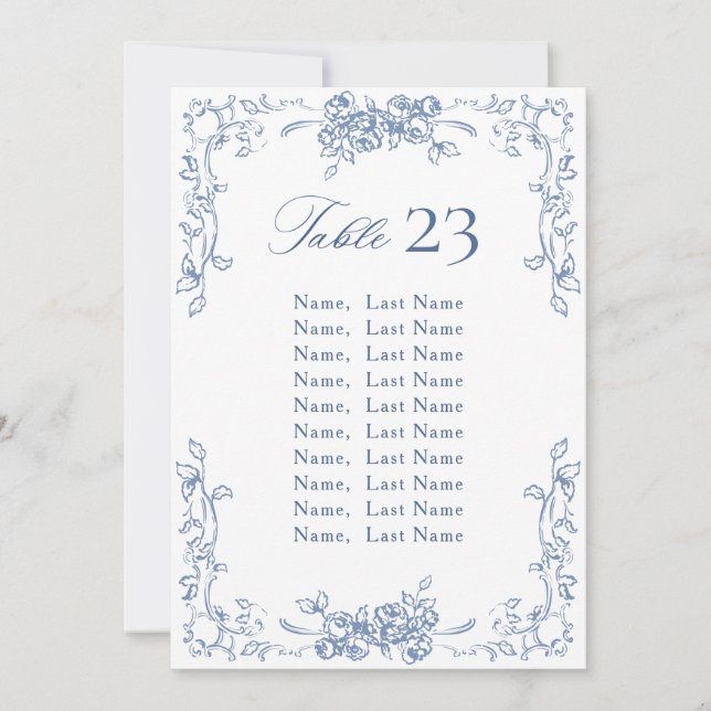 Carte Renaissance Ornate Dusty Blue Seating Chart (Devant)