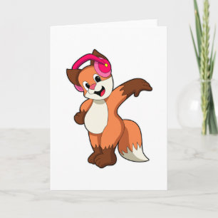 Carte Renard à la musique avec casque audio