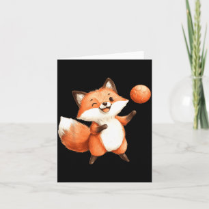 Carte Renard aquarelle mignon jouant au ballon de footba