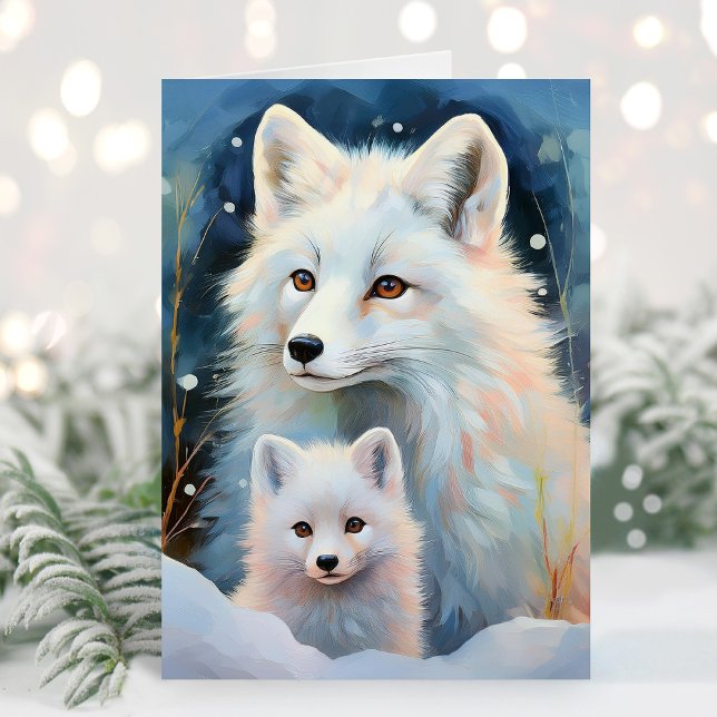 Carte Renard Arctique Moderne D'hiver Art (Créateur téléchargé)