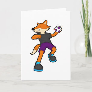 Carte Renard au joueur de handball avec ballon