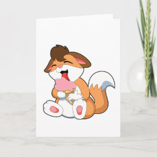 Carte Renard avec glace à la fraise