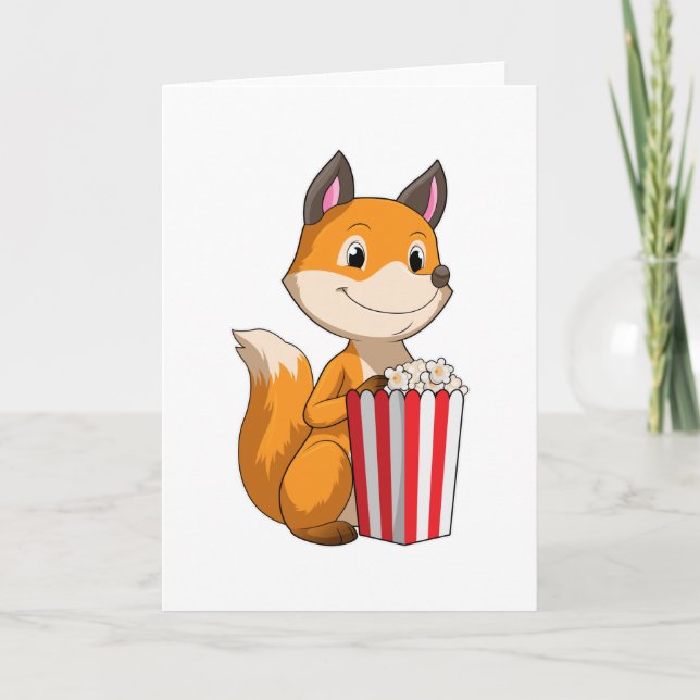 Carte Renard avec Popcorn (Devant)