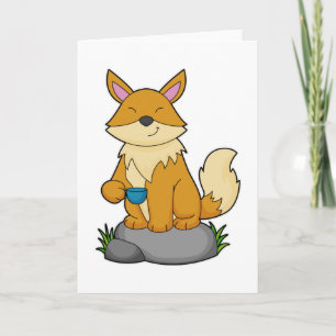 Carte Renard avec tasse à café