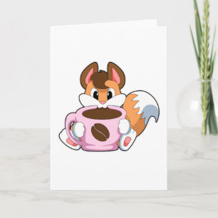 Carte Renard avec une tasse de café