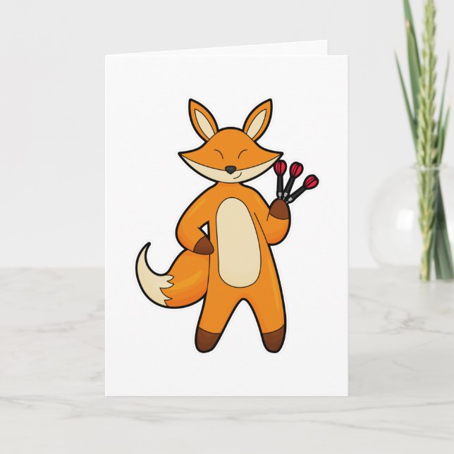 Carte Renard comme joueur de fléchettes avec des fléchet (Devant)