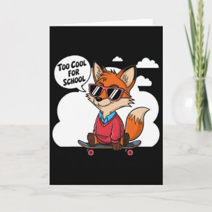 Carte Renard Cool Skateboard Avec Lunettes Et Style