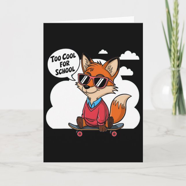 Carte Renard Cool Skateboard Avec Lunettes Et Style  (Devant)