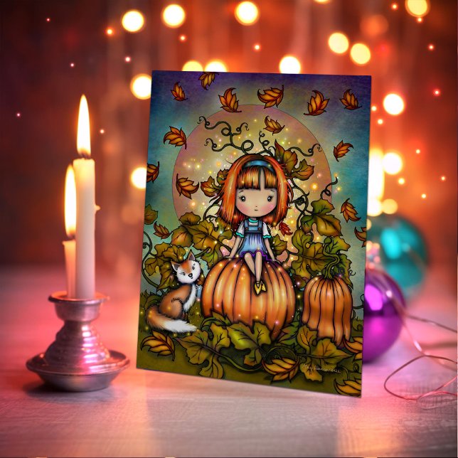 Carte Renard dans le champ de citrouilles Art Halloween  (Créateur téléchargé)