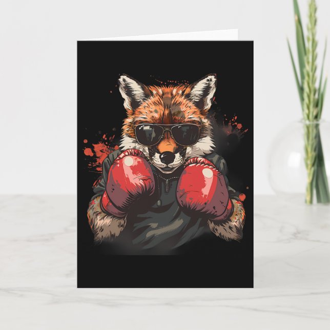Carte Renard de boxe avec gants de boxe Boxe pieds-poing (Devant)
