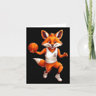 Carte Renard de dessin animé mignon jouant au baseball
