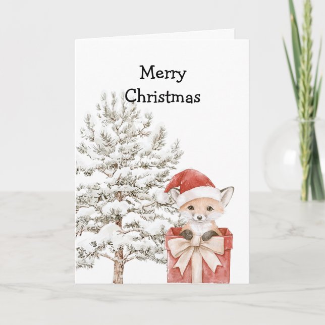 Carte Renard de l'arbre de Noël dans une boîte (Devant)