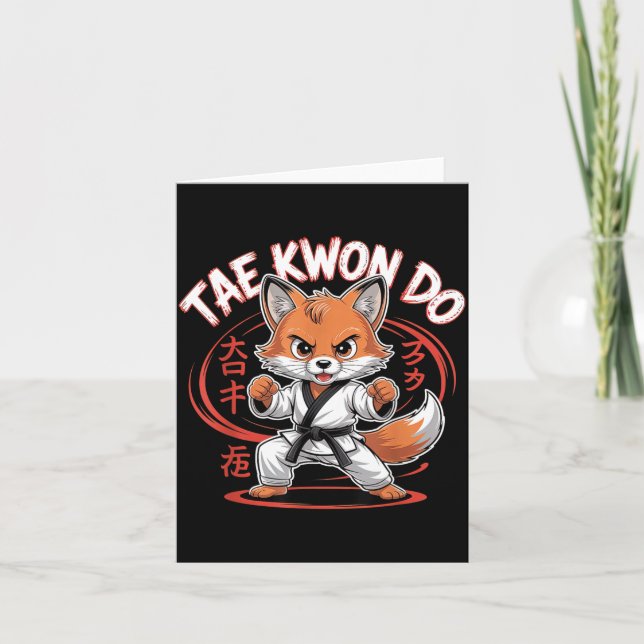 Carte Renard de Taekwondo mignon - Drôle de MMA TKD coré (Devant)