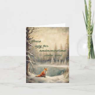 Carte Renard d'hiver Message de vœux non confessionnel p