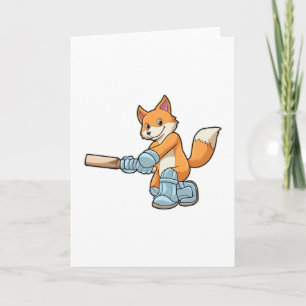 Carte Renard en batteur avec batte de cricket