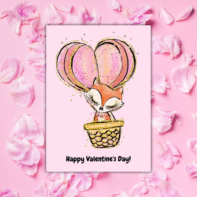 Carte Renard en montgolfière Joyeuse Saint-Valentin (Créateur téléchargé)