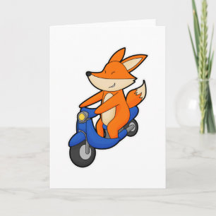 Carte Renard en motard avec scooter