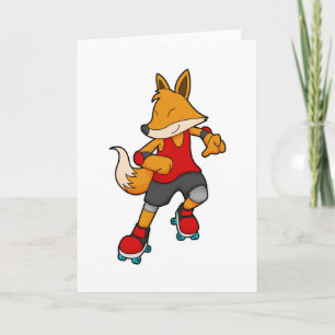 Carte Renard en patineur avec des rollers