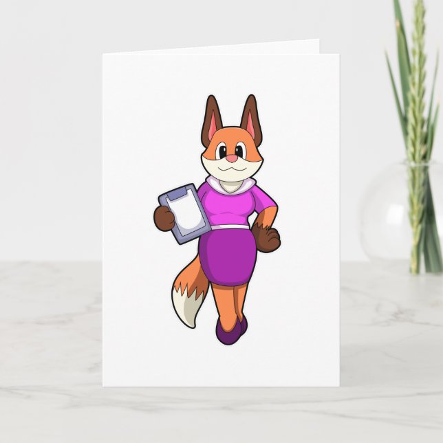 Carte Renard en tant que secrétaire avec jupe (Devant)