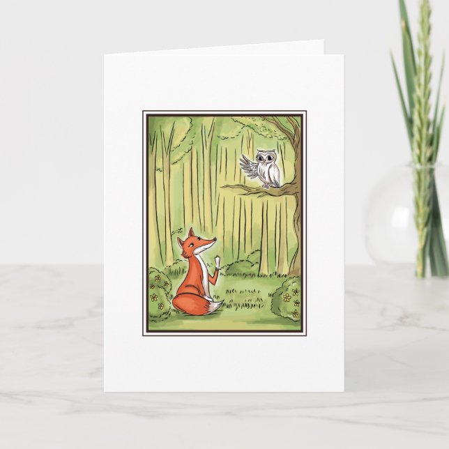 Carte Renard et hibou dans une forêt (Devant)