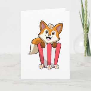 Carte Renard mangeant du pop-corn