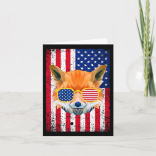 Carte Renard Patriotique 4 juillet Sungles Usa American 