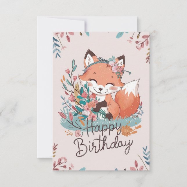 Carte Renard Rêvé Coloré Anniversaire (Devant)