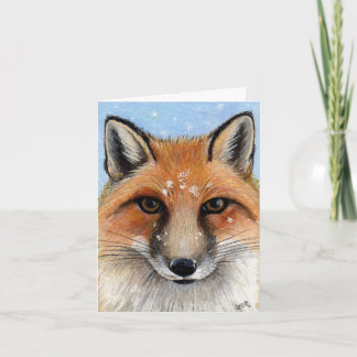 Carte Renard rouge dans la peinture de portrait de neige