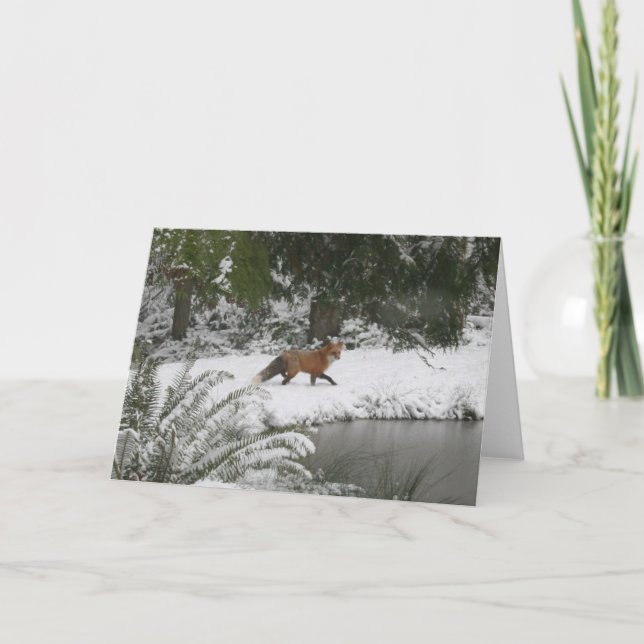 Carte Renard rouge en hiver Wonderland (Devant)