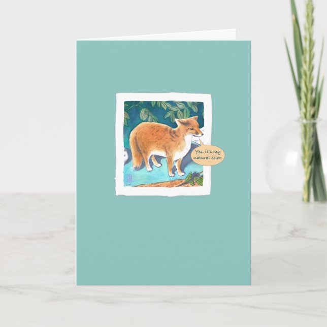 Carte Renard rouge en Turquoise de Redhead Anniversaire (Devant)