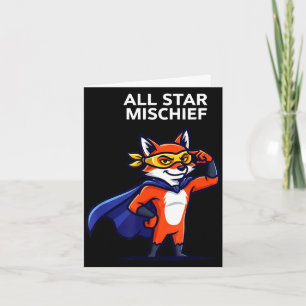 Carte Renard super-héros de malice étoile avec cape dess
