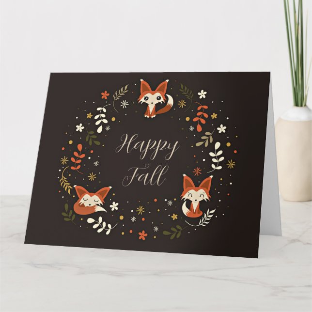 Carte Renards d'automne avec texte personnalisable (Devant)