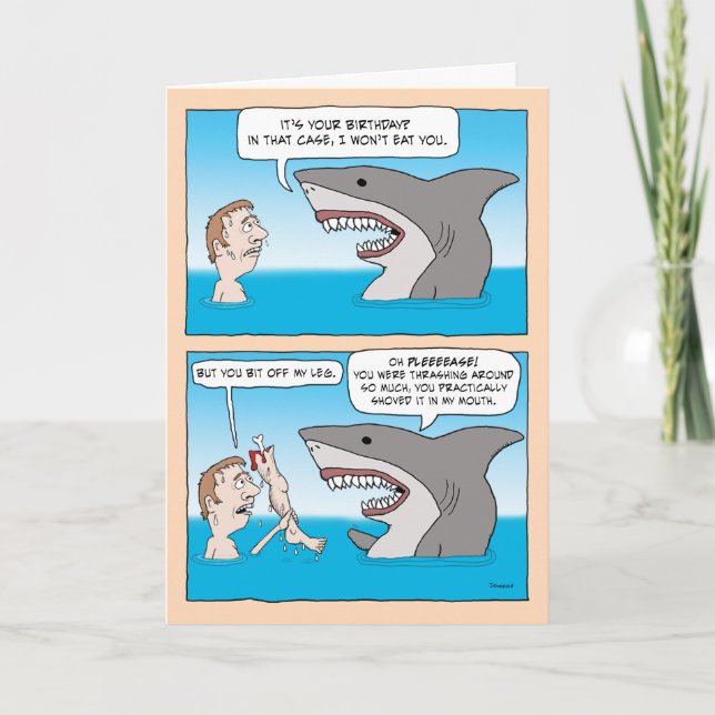 Carte Rencontre avec le requin drôle Anniversaire (Devant)