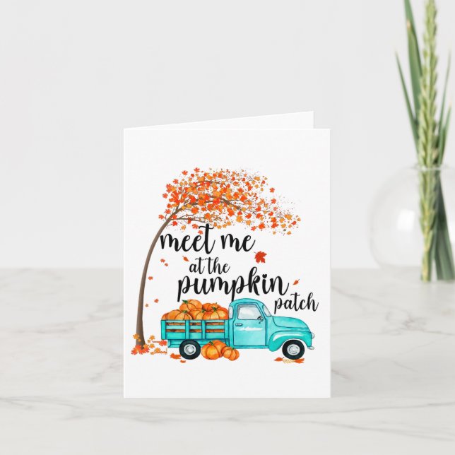 Carte Rencontrez-Moi Au Citrouille Patch Halloween Vinta (Devant)