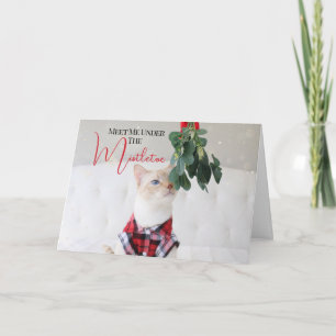 Carte Rencontrez-Moi Sous La Mistletoe Mignonne Chat Noë